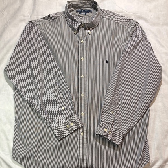 Polo Ralph Lauren Other - Polo Ralph Lauren Men’s Black & White Pinstripe Button-Down Shirt L EUC